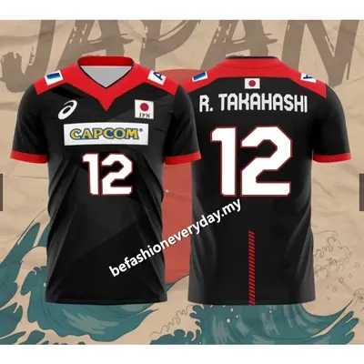 Japan Capcom Men's Volleyball Team ISHIKAWA R. TAKAHASHI NISHIDA Jersey 3D Printed Breathable