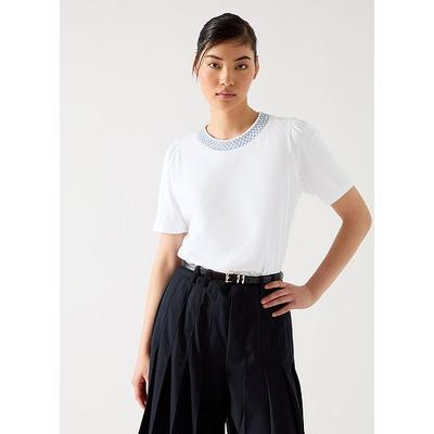 Astrid White Stitch Jersey Top, White