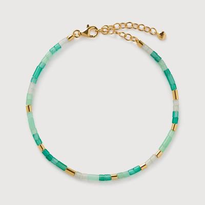 Gold Delphi Multi Gemstone Beaded Bracelet Green Onyx