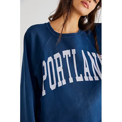 Classic Crew Sweatshirt by Original Retro Brand at Free People in Dark Navy Portland, Size: Large