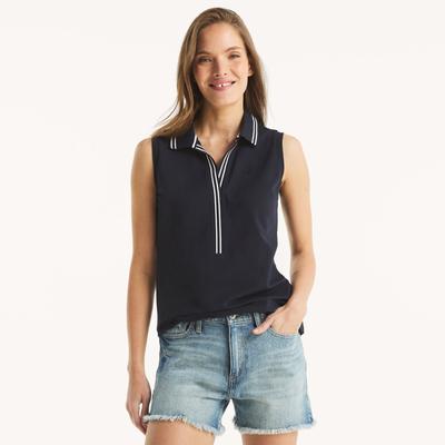 Nautica Women's Johnny Collar Polo Navy, M