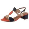 Sandalette MARCO TOZZI, Damen, Gr. 38, blau (navy, kombiniert), Textil, Lederimitat, kontrastfarbene Details, elegant, Schuhe, Blockabsatz, Sommerschuh, Riemchensandale mit verstellbarer Schnalle