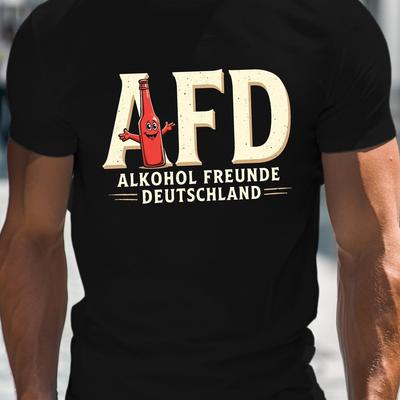 TEMU Afd Germany Print, Men's Round Neck Short Sleeve T-shirt, Relaxed Casual Top For Summer Wear. Image
