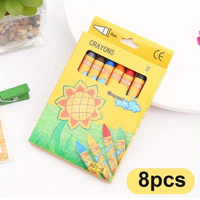 TEMU 8pcs/24pcs Premium Crayon Set—ideal For School Use, Sketching, Graffiti, And Craft Projects—professional Art Supplies Suitable For Artists And Beginners, Vibrant Colors, Smooth Texture Image