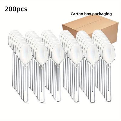 TEMU 200pcs Clear Polystyrene Dessert Spoons, & Reusable - Ideal For Mousse, Ice Cream, Pudding - Home Gatherings, Parties, Christmas Image