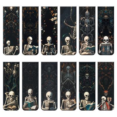 TEMU 12pcs Magnetic Bookmarks Skeleton Magnetic Bookmarks Assorted Cute Book Markers Clip Set For Women Teachers Students Book Lovers Reading, For School Office Home Supplies, Cute Magnet Page Markers Image