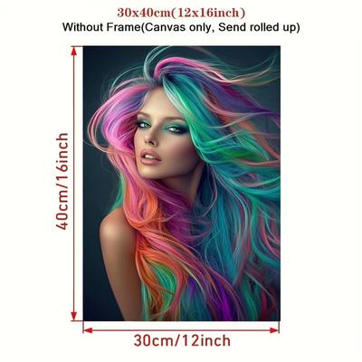 TEMU 1pc Hair Abstract Canvas Art Print, Modern Wall Decor, Vibrant Poster, For Home, Office, Bedroom, Living Room Image
