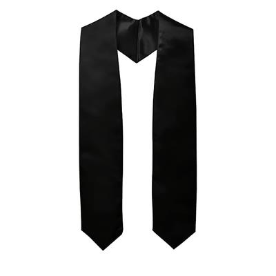 TEMU Essential For Graduation Ceremonies Elegant Black Color Graduation Shawl With White Tassels - Lightweight 100% Polyester, Graduations, Hand Wash Or Only Image