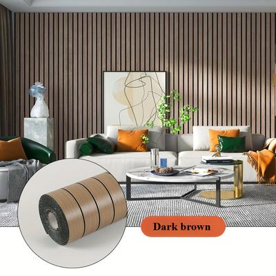 TEMU 1 Roll 3d Wood Grain Wall Panels] 3d Self-adhesive Wood Grain Wall Panels, Vinyl Wallpaper With Straight Match Shapes And Stripes, Thick Wallpaper, For Home Renovation, Tv Background, Image