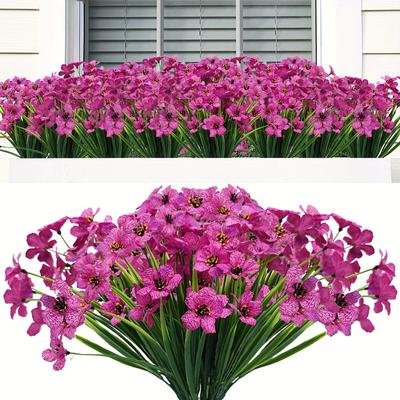 TEMU 6 Of Artificial Flowers Outdoor Uv Resistant Flowers That Do Not Fade Plastic Plants For Garden Porch Window Frame Home Decoration Image