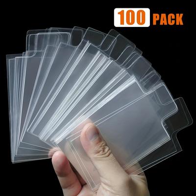 TEMU 100pcs Handle Card Sleeves For Hard & Semi-rigid Card Protectors - Plastic, Scratch-resistant, No Damage When Removing - & For Trading Cards, Sports Memorabilia, Collectibles Image