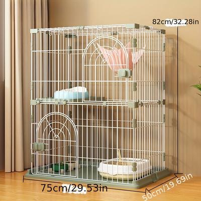 TEMU Multi-level Cage For Chinchilla, Small Animals – Dual-tier Indoor Hutch With Platforms And Latches Image