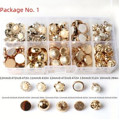 TEMU 100pcs Assorted Round - Vintage Style, Resin In Clear Plastic Box For Sewing And Crafts Image