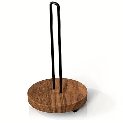 TEMU And Wood Tissue Holder With Wooden Base - Rustic Kitchen & Dining Tabletop Paper Towel Dispenser, Black Metal Frame, Natural For Modern Or Farmhouse Decor, Wooden Kitchen Accessories Image
