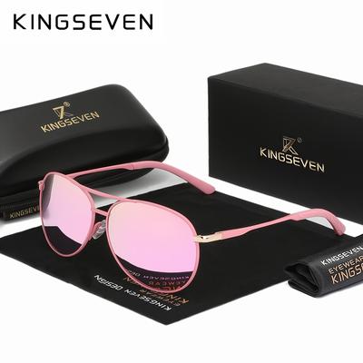 TEMU Kingseven Fashion Glasses - Lightweight & Stylish, Stainless , Pink Lens For, Parties & Photography - Includes Case & Cloth Image