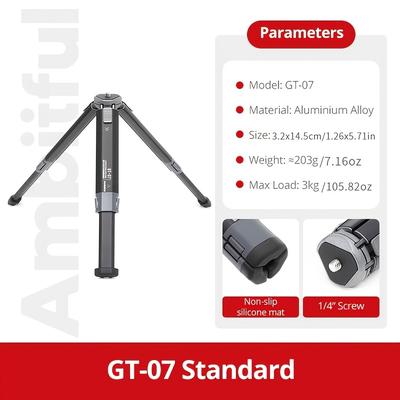 TEMU Ambitful Gt-03/gt-07 Aluminum Alloy Mini Tripod With Gimbal Mount, Universal 1/4 Screw Thread, Portable Desktop Tripod, Low , With For Camera & Phone Image