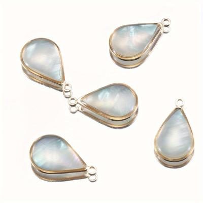 TEMU 5pcs Heart Star Shell Pendant Copper Edging Charms Pendants For Diy Earrings Bracelet Necklace Jewelry Making Supplies Image