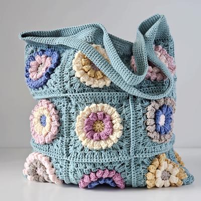TEMU 1 Set Diy Crochet Bag, Pink Flower Tote Bag, Crochet Kit For Beginners, Beginner Crochet Kit For Adults With Text Tutorials, Simple And Fashionable, Spring Birthday Valentine's Day Festival Gifts Image