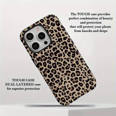TEMU Leopard Print Pattern -one Film Case - Tough, Dual Layered Case For Protection, , Drop-proof - For Iphone 16, 15, 14, 13, 12, 11, Plus, Pro, Max, Perfect Birthday Gift New Year Gift For Image