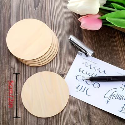 TEMU 50pcs Unfinished Wood Circles For Crafts - Diy Painting, Pyrography, And Craft Decoration - Round Wooden Discs For Arts And Crafts Projects Image