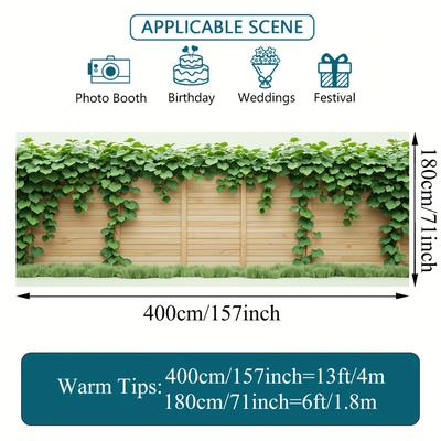 TEMU 2d Door Banner 1pc Ivy Decoration Garage Door Banner - Vibrant Polyester Outdoor Decor With Green Leaves & Vines, For Parties, Themed Events & Seasonal Celebrations, Garage Decor Image