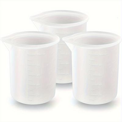 TEMU 3pcs Silicone Measuring Cups With Scale, 100ml - Diy Resin Crafts & Jewelry Making Image