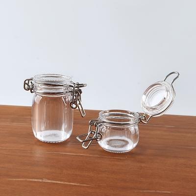 TEMU 1 Set Of 2 Clear Pvc Storage Jars With Metal Clasps - Ideal For Dollhouse Miniatures, Organizing Small Items, Miniature Storage Solution|metallic Finish|secure Closure Image