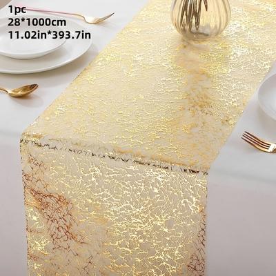 TEMU Elegant Table Runner With Sparkling – Parties, Weddings, And Holiday Gatherings – Polyester Rectangular Table Decor For Festive Occasions, Best For Christmas Image
