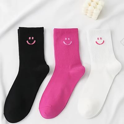 TEMU 3/6 Pairs Of Solid Color Mid-calf Socks With A , Casual And Breathable, Offering A Stylish To Image