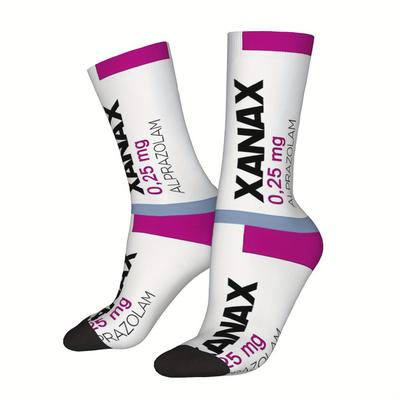 TEMU 1 Pair Hip Hop Retro Crazy Men's Socks Unisex Street Style Seamless Printed Funny Novelty Sock Image