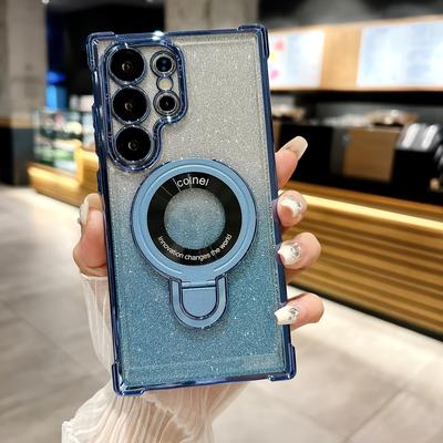TEMU For Galaxy S25 Phone Case With Magnetic Suction Charging, S24u Full Lens Protection Cover, S25 Car Mount, S24fe Anti-fall Image