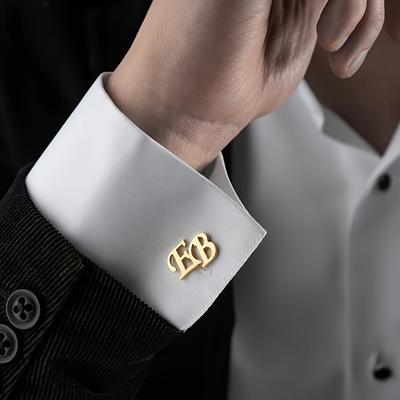 TEMU Customizable Stainless Steel Cufflinks With Initials, Fashionable Men's Suits Accessory, Daily Shirt Business Cufflinks, Perfect Gift For Father, Husband, Boyfriend, Men's Image