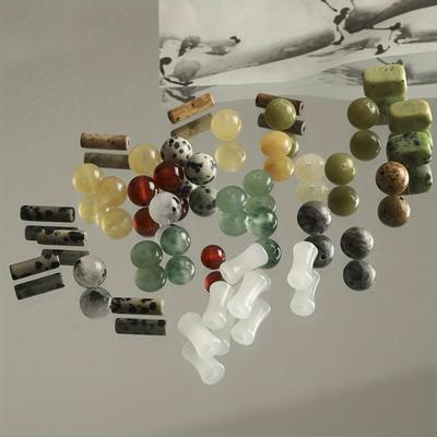 TEMU 16 Light Green Vintage Ceramic Beads Including Rice And Teardrop, Diy Accessory Kit For Making Bracelets, Necklaces, Phone Chains, And Stringing Image