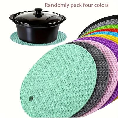 TEMU 4pcs Silicone Trivets For Hot Dishes - Heat Resistant, Non-slip Pot Holders, Colorful Round Coasters For Tables & Countertops, Kitchen & Picnic Use, Kitchen Hot Pad | Vibrant Tableware | Silicone Image