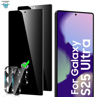 TEMU [2+2 Pack] Compatible With Galaxy S25 Ultra Privacy Screen Protector Tempered Glass With Camera Lens Protector, Supports Tempered Glass Film With Tool For S25 Ultra 5g Image