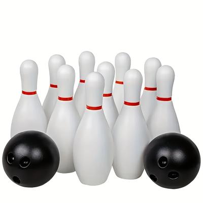 TEMU Classic White Bowling Set - Includes 10 Pillars And 2 Balls, Suitable For Indoor And Outdoor Play, Ideal Christmas And Halloween Gifts Image
