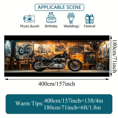 TEMU 2d Door Banner, 1pc Motorcycle Decorative Garage Door Banner - , , Durable Polyester Material, Weddings, Photo Booths, And Holiday Events Image
