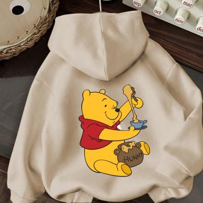 TEMU Men' Hoodie With Winnie The Design - Casual Drawstring Pullover, , Casual Wear| Print| Image