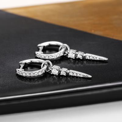TEMU Fashionable Casual Luxury Versatile Minimalist Micro-inlaid Zirconia Unisex Suitable For Daily Parties, Weddings, Couple Earrings, Gifts, Jewelry Accessories. Image