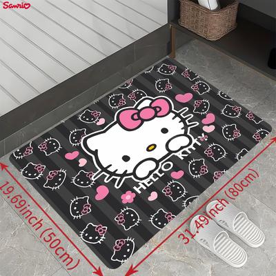 TEMU Hello Thick Printed Carpet, Non-slip Entrance Mat Suitable For Bathroom, Living Room, Bedroom, Laundry Room - Machine Washable Flannel Sponge Home Decor Image