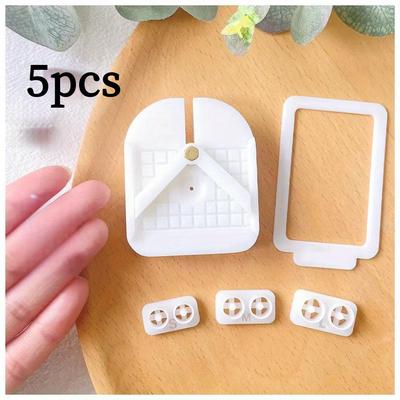 TEMU 5pcs Earring Drill Stand, Guide Hole Machine Tool Set, Diy Clay Making Tools, Grid Cover | Clay Earring Tools | Polymer Clay Cutter | Perfect Handmade Design Tools Image