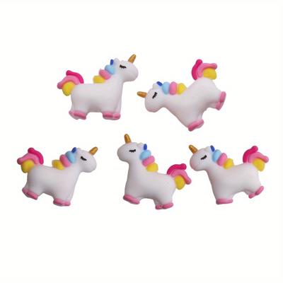 TEMU 5pcs 3d Unicorn Silicone Beads Set Cute Design Durable Silicone Beads Bulk Pack For Diy Keychains Jewelry Making Bracelets Necklaces Handmade Crafts Image
