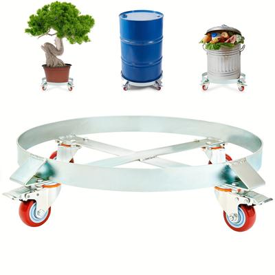TEMU Base Cart With 55 Gallons, 1000 , 4 Carbon Steel, 2 Silvery, Without Electricity Or Plug Image