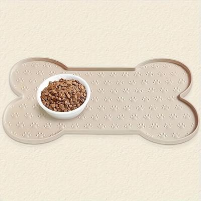 TEMU 1pc Silicone Dog Feeding Mat, Non-slip Pet Food Pad With Raised Edges, Washable Waterproof Feeding Tray With Design, Durable Food Bowl Placemat For Small To Medium Dogs Image