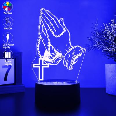 TEMU 3d Night Light With Automatic Color Changing, Usb Powered, Touch Control, , Home Decor Lamp, Bedroom Night Light | Modern Lamp | Sleek , Led Lights For Bedroom Image