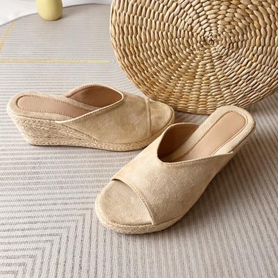 TEMU Hd504 New 2025 Sexy Fashionable Versatile Thick-soled Rope Women's Wedge Sandals With 7cm Height Increase Image