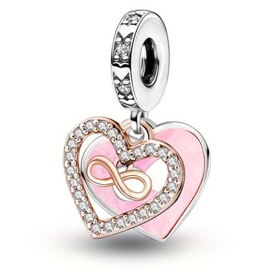 TEMU 1pc 925 Silver-plated Infinite Charm Pendant Fit Original Bracelet And Bangle, Vintage , Making Gift For Women & S Image