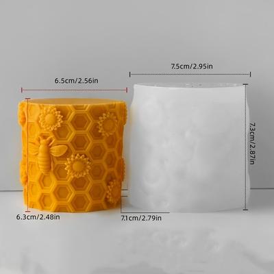 TEMU Bee Cylinder Aromatherapy Candle Silicone Mold Diy Bee Pillar Plaster Home Decor Silicone Mold Image