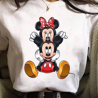 TEMU Circle- And Fun Interactive Pattern Printed Ladies' T-shirts, Fashion Short-sleeved T-shirts, Spring And Summer Casual Short-sleeved T-shirts, Ladies' Clothing, The For Gifts. Image