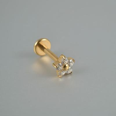 TEMU Elegant G23 Titanium Flower Stud Earrings With White Zirconia – Versatile And Stylish Cartilage Piercing Image